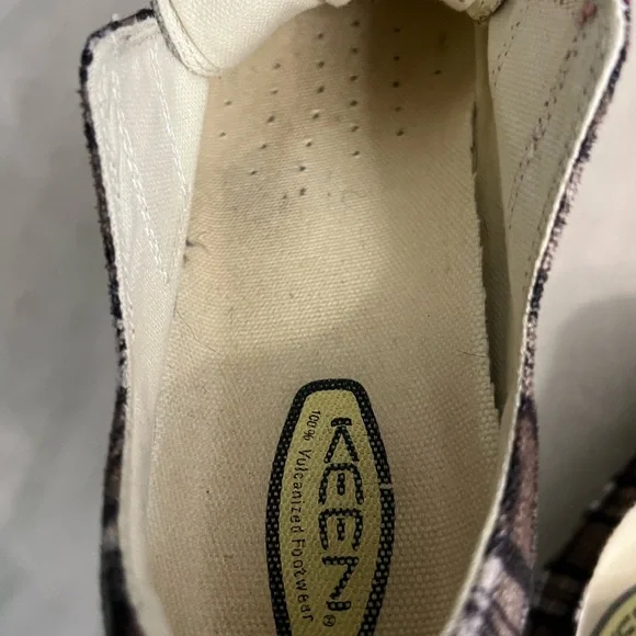 🌲 KEEN Coronado II Mary Jane Plaid Sneakers Pink Brown Canvas Size 10 Comfort - Picture 10 of 11